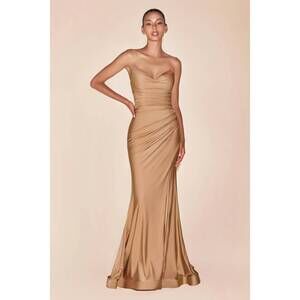 NEW LADIVINE strapless fitted gown in nude gold